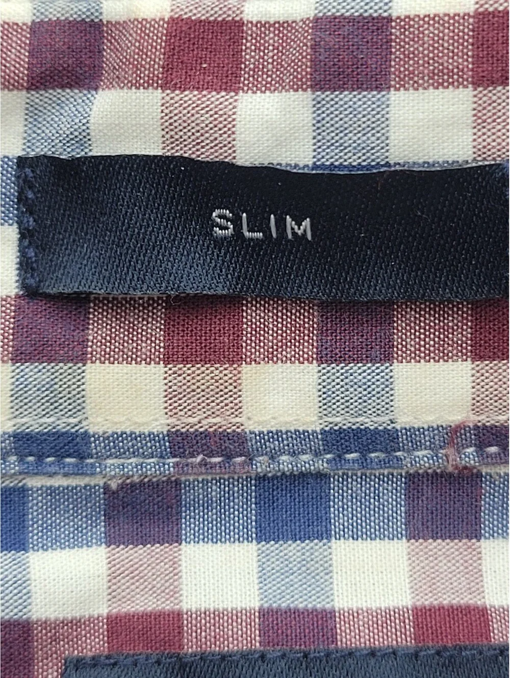 J Crew Men Button-Up Medium Red Blue Slim Checked 100% Cotton Mauritius Work